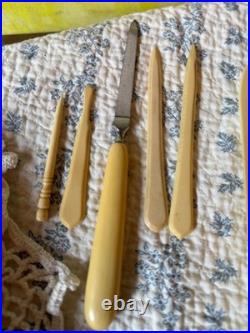 Antique French Ivory Celluloid Vanity Set 13pc E Dupont/Loonen France Edwardian
