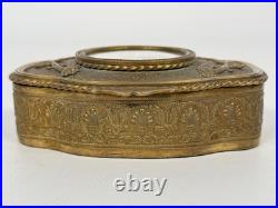 Antique French Louis XVI Miniature Portrait Painting Bronze Ormolu Box Casket