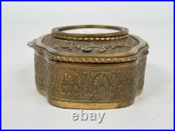 Antique French Louis XVI Miniature Portrait Painting Bronze Ormolu Box Casket