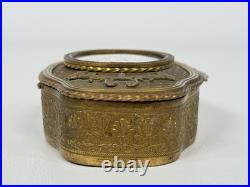 Antique French Louis XVI Miniature Portrait Painting Bronze Ormolu Box Casket