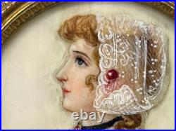 Antique French Louis XVI Miniature Portrait Painting Bronze Ormolu Box Casket