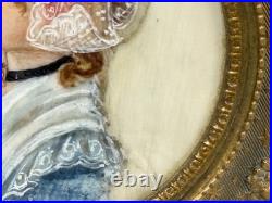 Antique French Louis XVI Miniature Portrait Painting Bronze Ormolu Box Casket