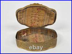 Antique French Louis XVI Miniature Portrait Painting Bronze Ormolu Box Casket