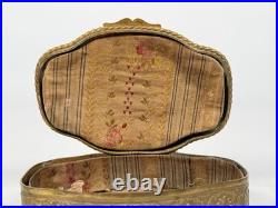Antique French Louis XVI Miniature Portrait Painting Bronze Ormolu Box Casket