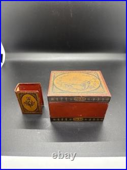 Antique French Metal Stamp Souvenir Box Vive La France Au Panier Fleuri