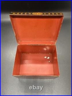 Antique French Metal Stamp Souvenir Box Vive La France Au Panier Fleuri