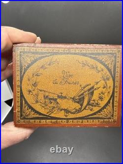 Antique French Metal Stamp Souvenir Box Vive La France Au Panier Fleuri