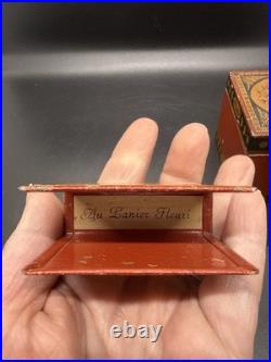 Antique French Metal Stamp Souvenir Box Vive La France Au Panier Fleuri