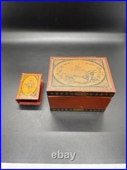 Antique French Metal Stamp Souvenir Box Vive La France Au Panier Fleuri