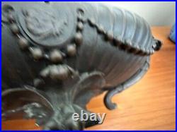 Antique French Oval Bronze Cherub Lidded Casket Trinket Footed Claw Feet Box