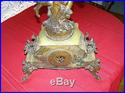 Antique French Statue clock signed AD Mougin movmnt, August Moreau signed Statue