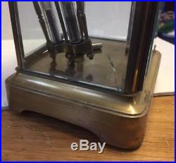 Antique French brass crystal regulator mantel clock working brass mercury/ fix