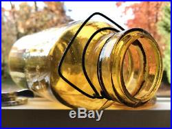 Antique Fruit Jar Trademark Lightning Crude Amber Half-Gallon with Lid, Putnam 69