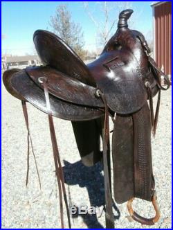 Antique G. S. Garcia Elko, Nv. Tooled High Back Loop Seat Saddle