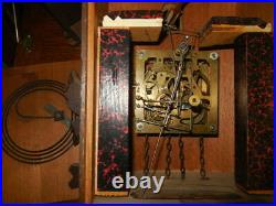 Antique GEBR LEHNIS Black Forest Made in Germany Cuckoo Clock 12x17 Dark Wood