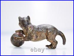 Antique GESHUTZ Austria Vienna Bronze Cold Painted Miniature Cat Ball Figurine
