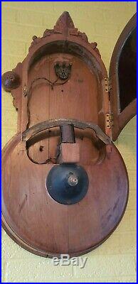 Antique Gamewell 15 Feather Top Cherry Wood Cased Fire Alarm Gong