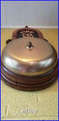 Antique Gamewell 15 Feather Top Cherry Wood Cased Fire Alarm Gong
