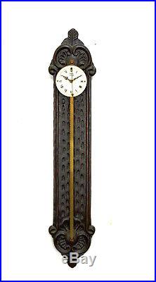 Antique German Anno Sawtooth Gravity Driven Falling Wall Clock w Porcelain Dial