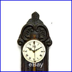 Antique German Anno Sawtooth Gravity Driven Falling Wall Clock w Porcelain Dial
