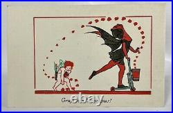 Antique German Christmas She Devil Cupid Postcard Greetings Krampus Curiosa