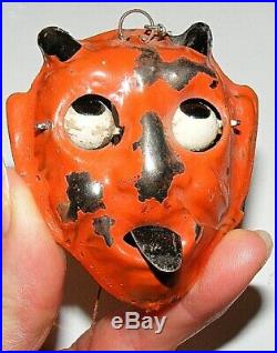 Antique German D. R. G. M. Halloween Tin Litho Devil Moving Eyes, Tongue withString