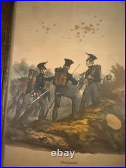 Antique German Military Uniform Lithograph Prints Austria Saxony Framed Set