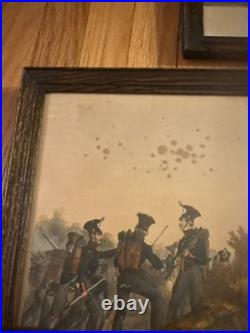 Antique German Military Uniform Lithograph Prints Austria Saxony Framed Set