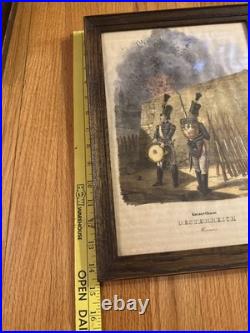 Antique German Military Uniform Lithograph Prints Austria Saxony Framed Set