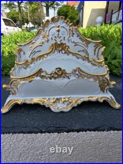 Antique Gerold Porzellan Bavaria gilt porcelain letter holder desktop accessory