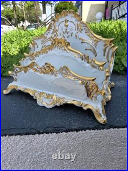 Antique Gerold Porzellan Bavaria gilt porcelain letter holder desktop accessory