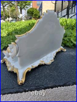 Antique Gerold Porzellan Bavaria gilt porcelain letter holder desktop accessory