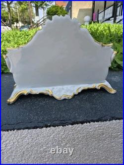 Antique Gerold Porzellan Bavaria gilt porcelain letter holder desktop accessory