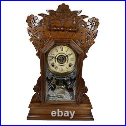 Antique Gilbert Kitchen Mantel/Parlor Clock Alarm 8-Day, Time/Strike, Trout Model