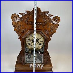 Antique Gilbert Kitchen Mantel/Parlor Clock Alarm 8-Day, Time/Strike, Trout Model