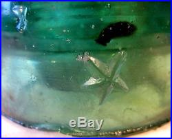 Antique Glass Insulator Star Yellow Green CD164 Black Carbon Junk Rocks Flaws