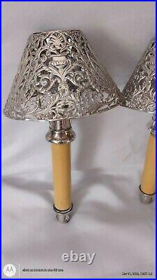 Antique Gorham Candle Risers & Shades Qty 3 Silver plate Patd. 1892 Hallmarked