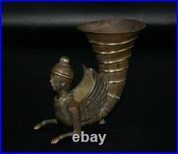 Antique Greek Thracian Gold Gilded Solid Silver Rhyton With Protome of a Sphinx