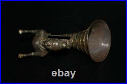 Antique Greek Thracian Gold Gilded Solid Silver Rhyton With Protome of a Sphinx