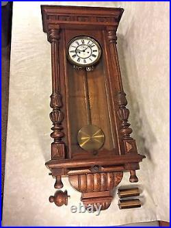 Antique Gustav Becker Vienna Regulator Wall Clock 2 Weights Runs Strikes 1924