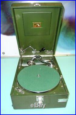 Antique HMV Green colourway Gramophone His masters voice 5A FULLY Working 102