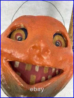Antique Halloween paper mâché pumpkin original paper insert 5x6 never used