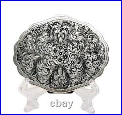 Antique Hand Engraved 800 Silver Compact Damaged Mirror, READ Condition