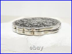 Antique Hand Engraved 800 Silver Compact Damaged Mirror, READ Condition