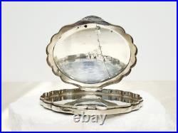 Antique Hand Engraved 800 Silver Compact Damaged Mirror, READ Condition