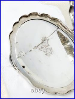 Antique Hand Engraved 800 Silver Compact Damaged Mirror, READ Condition