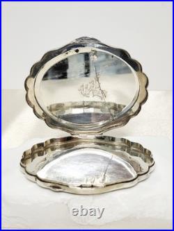 Antique Hand Engraved 800 Silver Compact Damaged Mirror, READ Condition