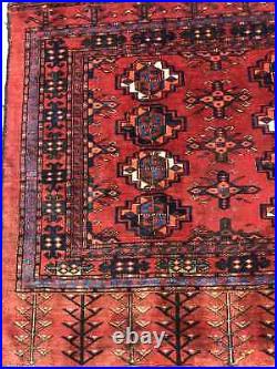 Antique Hand-Knotted Wool Area Rug 4'10 x 3'3 Collectible Vintage Rugs Carpet