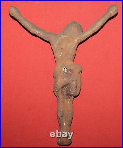 Antique Hand Made Heavy Iron Crucifixion Jesus Christ