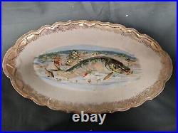 Antique Hand Painted China Co. Fish Platter, 18.25 x 10.5